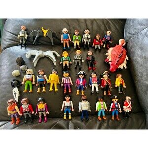 Playmobil Lot Of 30+ Figures Horses Parts Accessories Geobra Knights Pirates